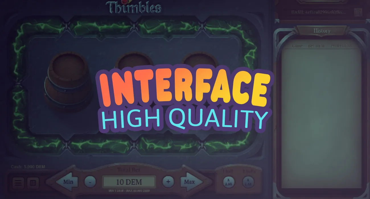 For playing thimbles online, the best option is a mini-game from the provider Evoplay.